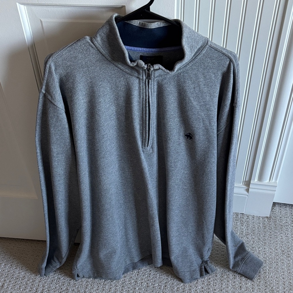 Brooks Brothers “346” Gray Quarter Zip Cotton Shirt Men’s Size XXL